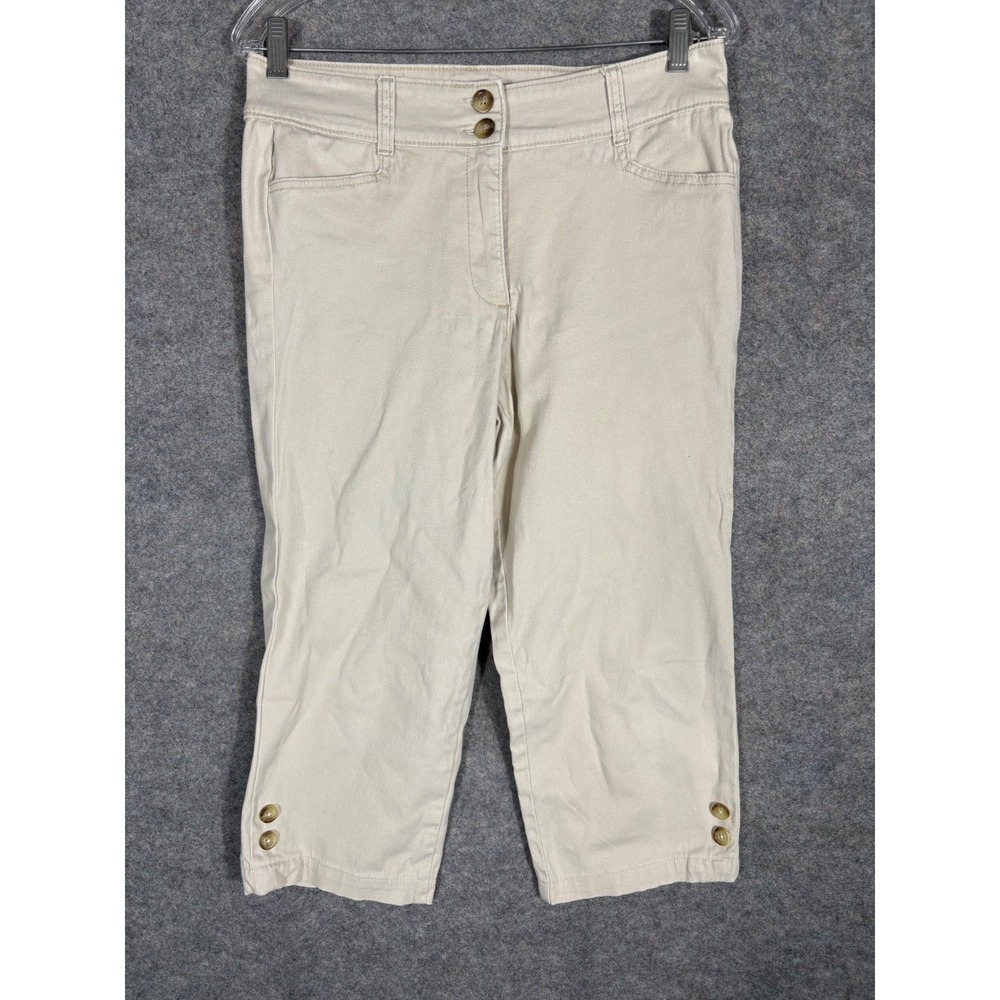 Charter Club Womens Classic Fit Capri Pants Beige Size 6 Button Detail